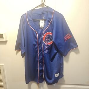 Majestic Cubs Blue Button Down Jersey